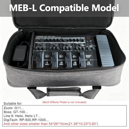 Rockhouse Padded Guitar Pedal Board Case, DJ Music Gear Carry Bag (MEB-L) | Internal 21.26*10.23*3.93'', Fit for Boss Line 6 Effect Pedals, Travel Gig Bag with Divider & Accessory Pocket, Musician Gift - size: MEB-L