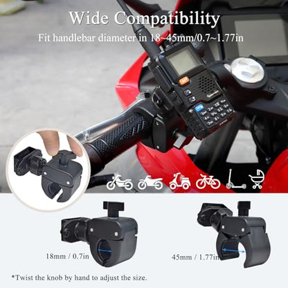 Clamp Walkie Talkie Mount for Motorcycle Scooter Bike Handlebar