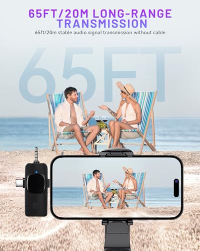 𝟮𝟬𝟮𝟰 3 in 1 Wireless Lavalier Microphones for iPhone, iPad, Android, Camera, 7-Hour Battery, Mini Microphone with Noise Reduction for Video Recording, Vlog, YouTube, TikTok