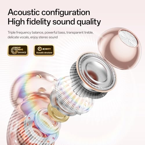 2026 New Jewelry-Inspired Clip-On Earbuds with Detachable Sparkle Butterfly Earrings, Bluetooth 6.0, Cute Wireless Headphones for Women, 50H Playtime, Low Latency, Sports & Workouts (Rose Gold) - color: Rose Gold