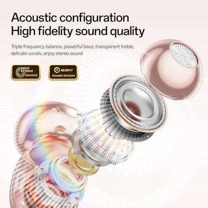 2026 New Jewelry-Inspired Clip-On Earbuds with Detachable Sparkle Butterfly Earrings, Bluetooth 6.0, Cute Wireless Headphones for Women, 50H Playtime, Low Latency, Sports & Workouts (Rose Gold) - color: Rose Gold