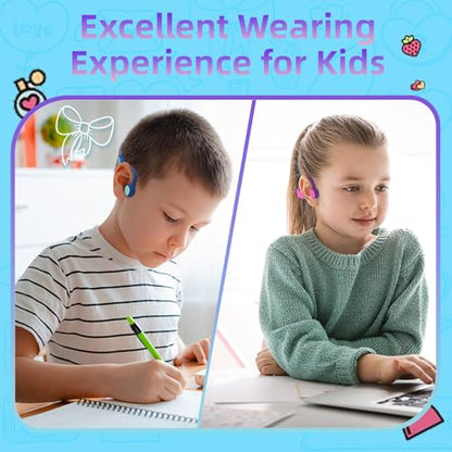 Mehomeli 2 Pack Kids Headphones, Bluetooth 5.2 Open Ear Headphones | 85dB Volume Limiting, Stereo Sound with Mic, IPX5 Waterproof, 20H Playtime-Blue Purple - color: Blue Purple