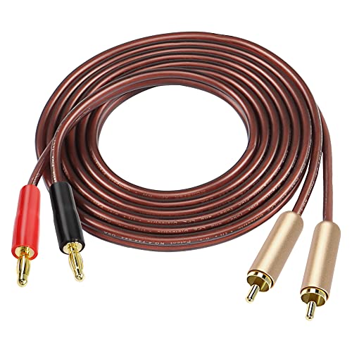 MEIRIYFA 2RCA Plugs to 2 Banana Plugs Speaker Wire, Dual Banana Plug to RCA Male Plug OFC HiFi Speaker Cable for Speaker Subwoofer - 2M