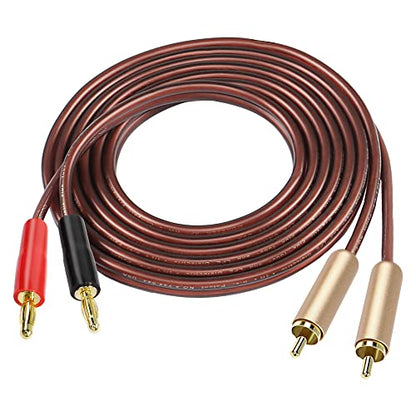 MEIRIYFA 2RCA Plugs to 2 Banana Plugs Speaker Wire, Dual Banana Plug to RCA Male Plug OFC HiFi Speaker Cable for Speaker Subwoofer - 2M