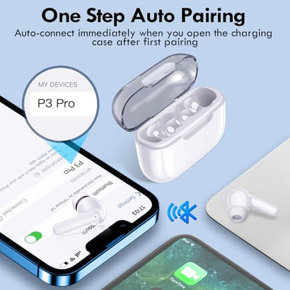 kurdene Wireless Earbuds, Bluetooth 5.3 in Ear Buds Light Weight Headphones with Deep Bass Sound,48 Hours Playtime Headset,Clear Calls Earphones with Mics for Sports Workout White - color: White