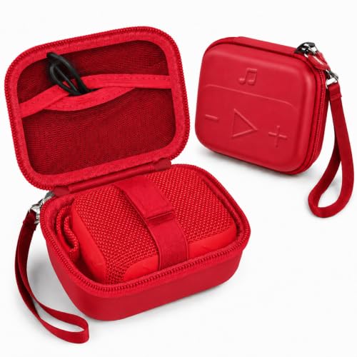 ANKHOH Hard Speaker Case for JBL Go 5/4/3 with Wrist Strap, Case Only - color: Red