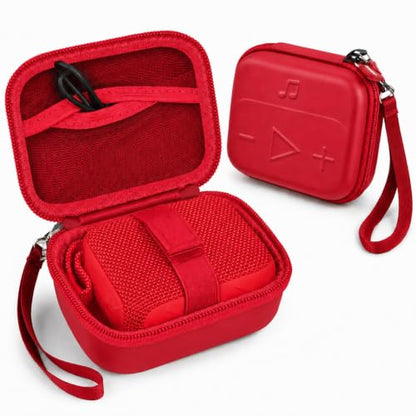 ANKHOH Hard Speaker Case for JBL Go 5/4/3 with Wrist Strap, Case Only - color: Red