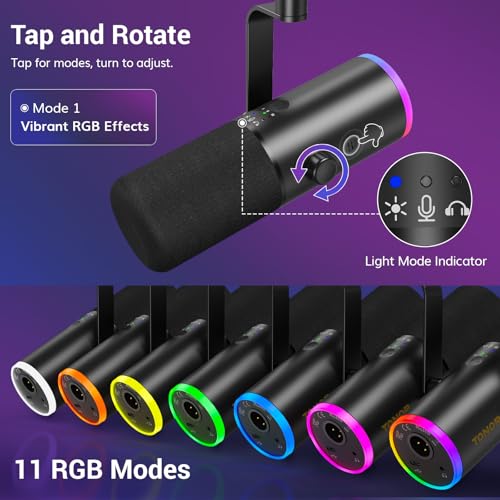 TONOR Dynamic Gaming Microphone XLR/USB Mic with AI Noise Cancellation - color: Black