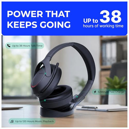 YealinkBH78 Wireless Bluetooth Headset with Charging Stand USB-C/A Active Noise Cancelling Over Ear Headphones (1208731)