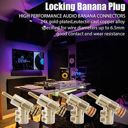 Tertullus 4Pcs Banana Clips Connectors Banana Plugs forSpeaker Wire Gold Plated Screw Locking Connectors forSpeaker Wire, AV Receiver, Amplifier, Surround Sound - size: Clipplug-G