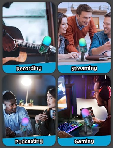 MRSDY USB Gaming Microphone for PC with Noise Reduction, Mute, Gain, RGB