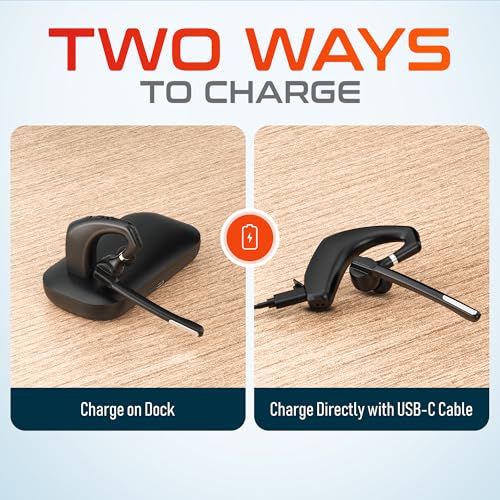 Delton Wireless Headset for Computer with Charging Case | Bluetooth Headset with Noise-Cancelling Mic, Specially Designed for MS Team, Zoom, Google Meet, Driving, and Office