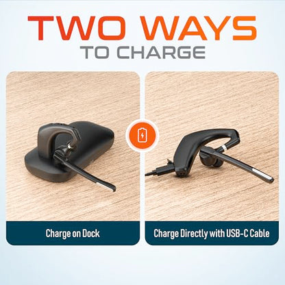 Delton Wireless Headset for Computer with Charging Case | Bluetooth Headset with Noise-Cancelling Mic, Specially Designed for MS Team, Zoom, Google Meet, Driving, and Office