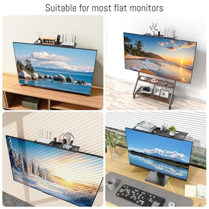 CABTE Adjustable Steel TV Top Shelf, Floating TV Stand | Universal Monitor Shelf for Soundbar, Game Console, Cable Box, Router Shelves (16.93x4.72inch with 1 Boxes) - style: 16.93x4.72inch with 1 Boxes