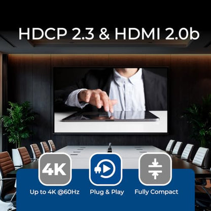 OREI 1x4 HDMI Splitter 4K 60Hz with Audio Extractor – HDMI 2.0b Splitter 1 in 4 Out with 4K to 1080p Downscaling, HDR10+, Dolby Vision, HDCP 2.3, Optical & 3.5mm Audio Out | OREI 1x4 HDMI Splitter 4K@60Hz & Audio Extractor With Downscaling, HDR10+, Dolby