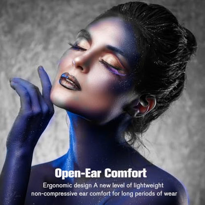 Xmenha Over The Ear Earbuds Open Ear Headphones Over The Ear Headphones | Over Ear Earbuds Air Bone Conduction Earbuds Earphones Air Bone Conducting Conduction Headphones Bluetooth - color: Black, style: Normal
