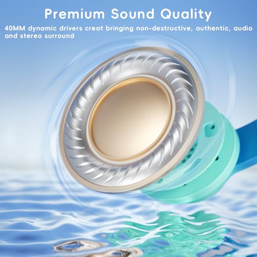 Candy Bila Wired Kids Headphones for School, Over-Ear for Boys Girls | Volume Limiter 85/94dB, HD Stereo Sound, Microphone and Wired Control, Foldable Design, Gradient Blue - color: Gradient Blue