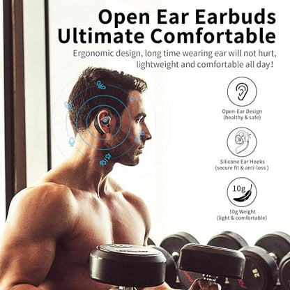 BANIGIPA Open Ear Air Conduction Headphones, Noise Cancelling Bluetooth Headset for Phones Laptop Computer PC, Wireless Earbuds for Office Meeting Running Cycling Driving Working