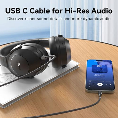 EarFun Wave Life Hybrid Active Noise Cancelling Headphones, Bluetooth 5.4 | Wireless Over Ear Headphones, 4 Mics AI Clear Call, Deep Bass, 60H Playtime, Comfortable Fit, Custom EQ Multipoint Connection