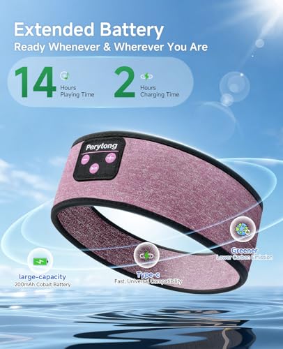 Perytong Sleep Headphones Wireless, Bluetooth Headband Sports Sleeping Headphones Sleep Mask Earbuds Breathable Wireless Music Headband for Side Sleepers Sleeping Travel Workout Running Air Travel - color: HB Purple