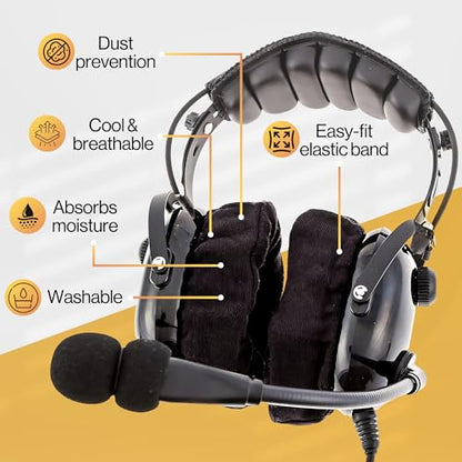 KORE AVIATION 100% Cotton Headphone Ear Covers Washable Double Knit for Aviation Headset, Gym, Training, Racing, Gaming, Hunting & Headset Ear Pads - style: 3 Pairs