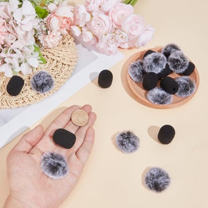 GORGECRAFT 20Pcs 2 Styles Mini Microphone Windscreens Furry Windscreen Foam Cover Set High Density Mic Lapel Headset Cover Protection for Lavalier Microphone Muff Windshield Windjammer Deadcat