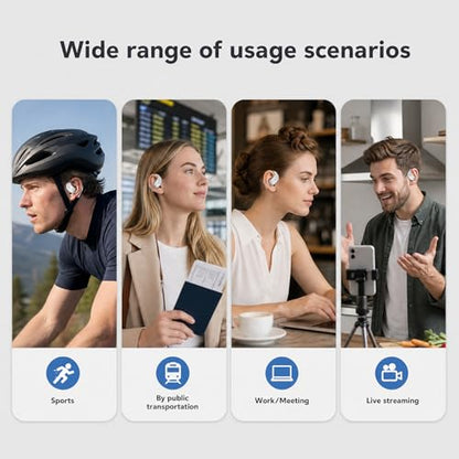 Wireless Headset Wireless Headphones Handsfree Call Wireless Earpiece Noise Cancellation Earbud Earphones Mic Compatible with Cell Phones Car Driver Trucker Business Office (Warm White with box) - color: Warm White with box