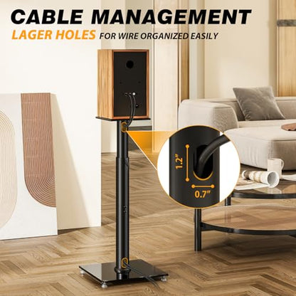 5Rcom Universal Speaker Stands for Surround Sound with 360° Swivel，Height Adjustable Bookshelf Speakers Stand from 32" to 43" with Cable Management, Speaker Stands Pair with Nonslip Pad Easy Install