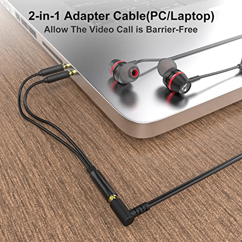 1Mii Wired Earbuds with Microphone and Volume Control, In Ear Headphones Magnetic with Deep Bass, Noise Isolating, High Sound Quality Earphones with 3.5mm Jack for Phone, Android, PC, iPad, MP3(Black)