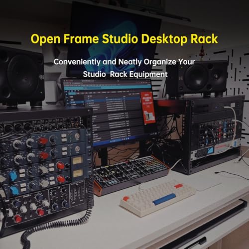 6U Open Frame Network Rack, Small Server Rack Shelf | Ideal for networking, audio, and video equipment. Versatile design perfectly fits desktop AV rack setups