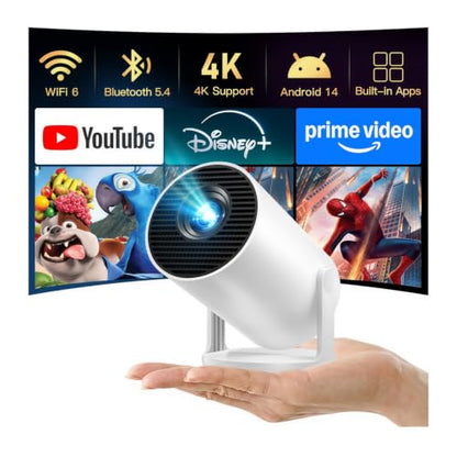 [2026 Upgraded] Mini Projector 4K Supported, Built-in App, Android TV OS X1 - color: White