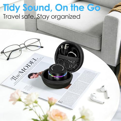 Portable Bluetooth Speaker Case Packed, Mini Speaker, Noise Mic | 12H Battery Life, Metal Cover,TWS Pairing, Wireless Speaker with RGB Lights for Home/Travel/Outdoor/Car/Beach by Music Lovers - color: Silver Black