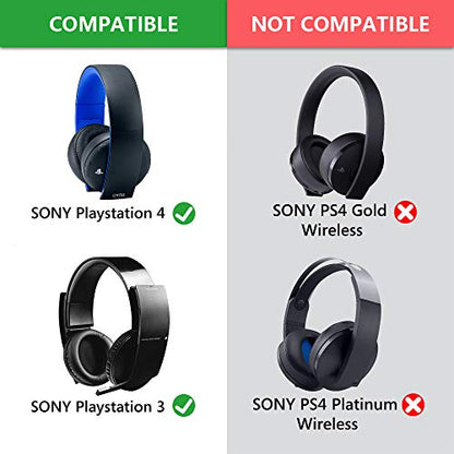 Geekria Protein Leather Headband Pad Compatible with Sony PlayStation Gold Wireless Stereo Headset PlayStation 4, PS3 (CECHYA-0083) Headphones, Replacement Band Repair Part (Black) - color: Black