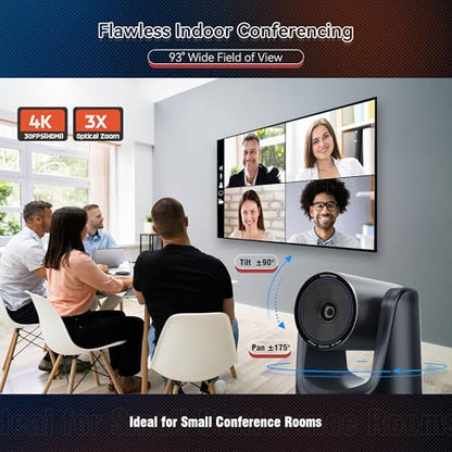 TONGVEO PTZ Camera 4K UHD AI Auto Tracking 3X Optical Zoom HDMI/USB3.0 Video Conference Camera for Church Worship Live Streaming Meeting Online Learn with Zoom YouTube OBS and More - color: Abyss
