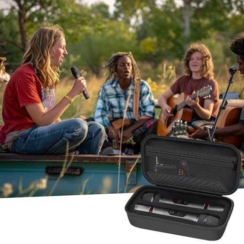 Comecase Wireless Microphone Case for JBL Two Mic System and PartyBox Mic | Custom Foam and Divider Reduce Shifting; Mesh Pocket Keeps Receiver, Adapter and Batteries Together, Black, Case Only - color: Black