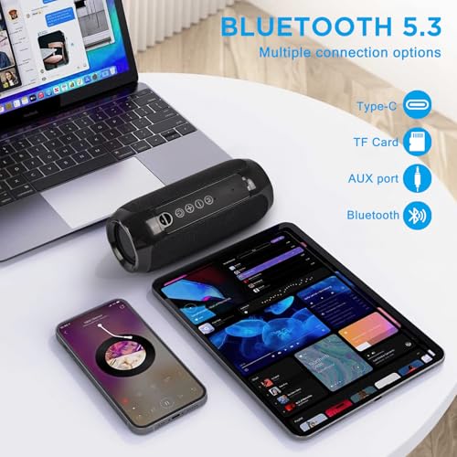 Bluetooth Speaker Wireless Portable Speaker, Mini Speaker Powerful Crystal Clear Sound Ipx4 Waterproof Bluetooth 5.0 TWS Paring Aux & Tf-Card Input for Home Party Beach Outdoor