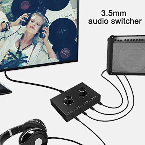 4-Way 3.5mm Stereo Audio Switcher - Passive Speaker Headphone Manual Selector Splitter Box (4 In - 1 Out) - size: 3.5mm Switch 4 Port