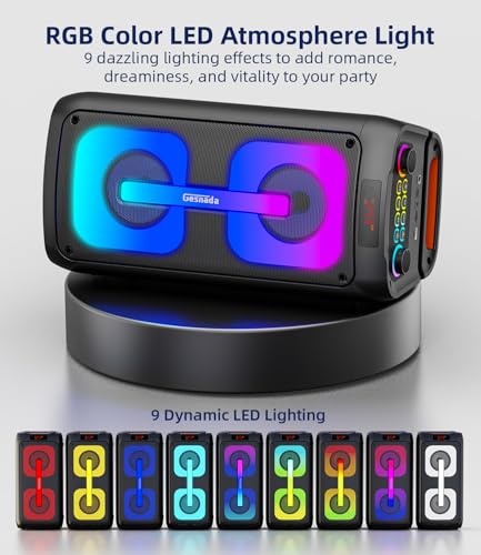 Karaoke Machine Portable Outdoor Speaker with 2 Wireless Microphones