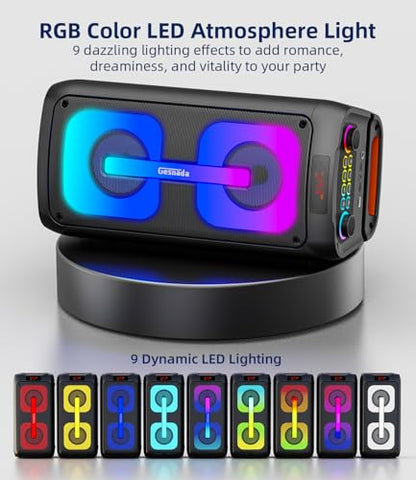 Karaoke Machine Portable Outdoor Speaker with 2 Wireless Microphones