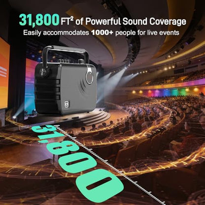 SHIDU 150W Portable PA System Bluetooth Speaker with 2 Wireless Microphones | Voice Amplifier Karaoke Machine for Adults, Support Guitar/USB/TF/Aux Input, Professional Speaker for Teaching Events Party