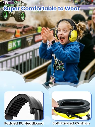 Dr.meter Noise Cancelling Headphones for Kids, Toddler Ear Protection Muffs | Kids Ear Protection Earmuffs For Concerts, Fireworks And Monster Truck Shows; Helps Reduce Noise In Loud Settings - color: Yellow