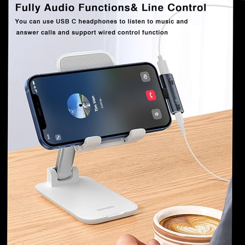 USB C Splitter,2 in 1 Dual USB C Headphone and Charger Adapter | 100W PD Fast Charging 10Gbps Data Transfer with DAC Chip for iPhone 16/15 Series,Galaxy S24,iPad,MacBook(Gray)