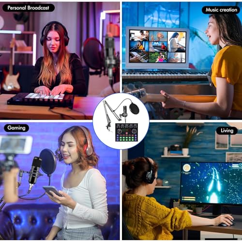 ALSO GO Podcast Equipment Bundle, V8s Sound Card with BM-800 Microphone | Podcast Microphone Bundle with Voice Changer, Recording Studio Equipment for Singing Gaming Live Streaming and YouTube Tiktok - size: 1× BM800 Microphone