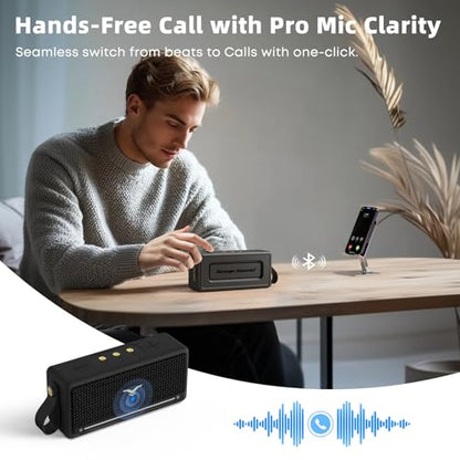 Portable Bluetooth Speakers 40W, IP67 Waterproof Wireless Rugged Speaker with Active Extra Bass, AUX/USB Input, Bluetooth 5.3, Dual Pairing, 12H Playtime for Outdoor, Beach, Travel, Home & Garage