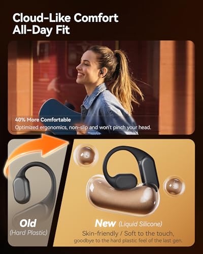 Gen 2 Open Ear Headphones - True Bone Conduction Wireless Earphones, Bluetooth 6.0, Tuned for Audio, Fit for Running, Yoga, Up to 60H Playtime with Case, IP68 - color: Obsidian