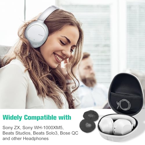 ProCase Hard Headphone Case Travel Bag for Sony WH-1000XM4, Beats Solo3, Bose QC, Hardshell EVA Carrying Case Headset Case with 2 Dust Covers - Grey - color: Grey