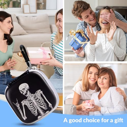 Unique Patterned Portable EVA Earbud Case with Carabiner | Printed Earbud Holder With Sturdy Carabiner, Multi-Use Storage For Earphones, Headphones, SD Cards & Small Electronic Chips - color: Skeleton