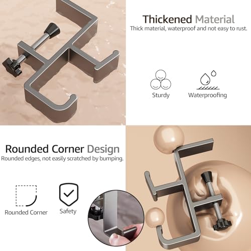 2 PCS Desk Bag Hook, Purse Hook for Table, Aluminum Under Desk Handbag Hanger, Desk Mount Backpack Holder, Umbrellas, Headphone Holder, Back to School Essentials - Black+White - color: Black+White
