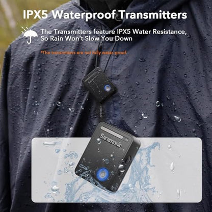 Saramonic Ultra Wireless Lavalier Microphone, 32-Bit Float Recording, Timecode Sync, Noise Cancellation, IPX5 Water Resistance, 984’ Range, 130dB SPL, for Cameras, Smartphones, Computers (ULTRA01)