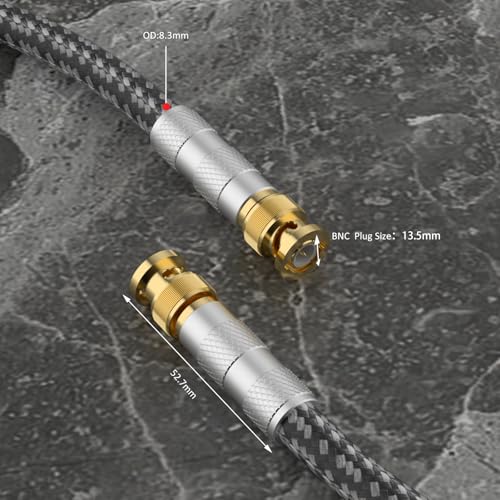 Preffair 1Pcs OFC Copper Silver Plated Coaxial Cable with BNC Male to BNC Male Gold Plated 50 Ohm Connectors for Amplifier, Turntable, DVD/CD Player,Phono (5ft) - size: 5ft